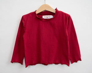 Lettuce Hem Girls Long Sleeve Solid Shirt 4 Colors