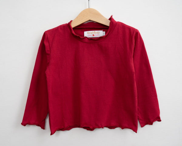 Lettuce Hem Girls Long Sleeve Solid Shirt 4 Colors
