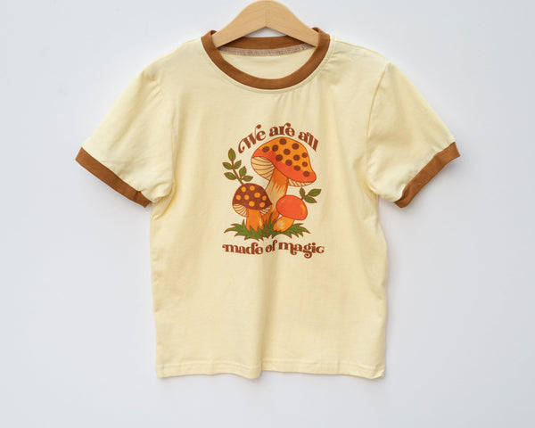 Kids Retro Graphic Tee with Mushrooms