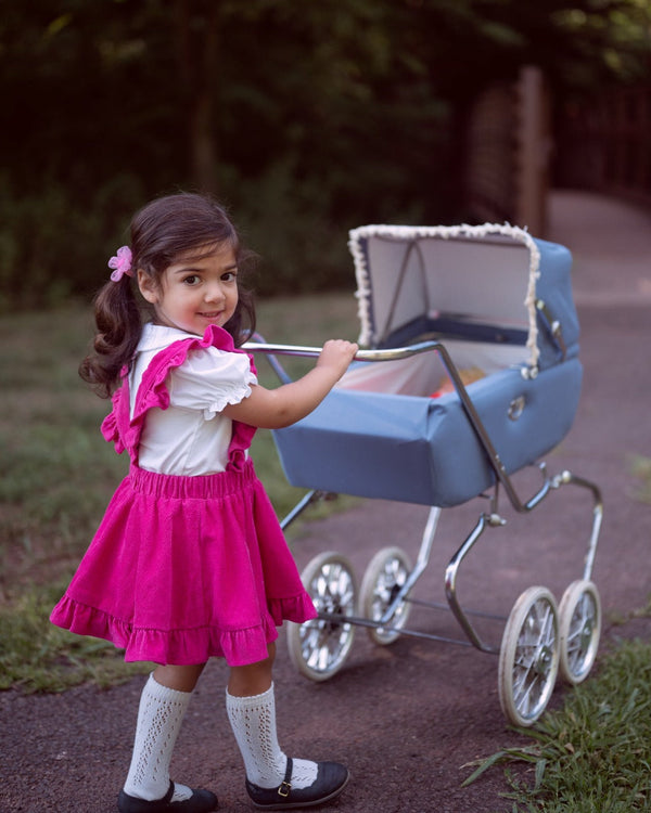 Hot Pink Corduroy Pinafore Skirt Baby Toddler Girls