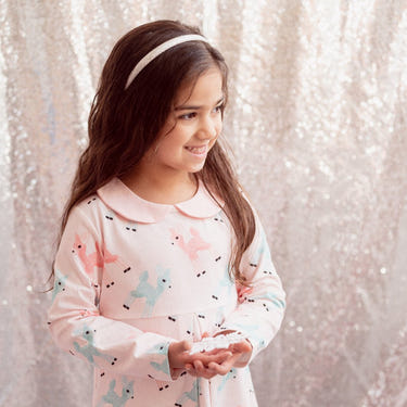 Pink Dress with Retro Deer for Girls