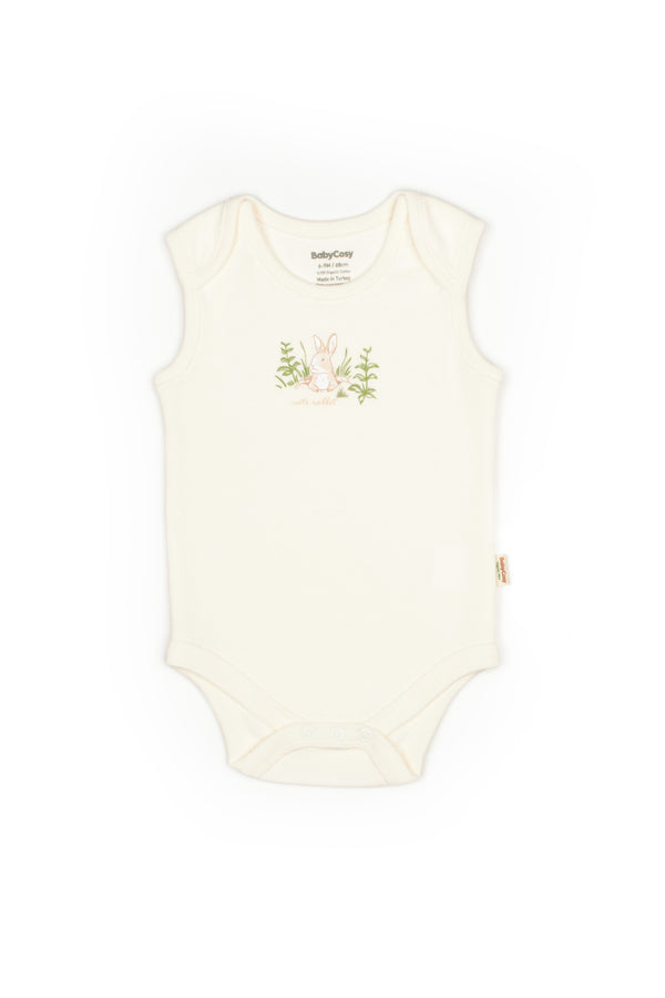Ecru Bunny Sleeveless Organic Bodysuit
