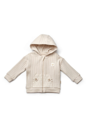 Organic Ribbed Polka Dot Zip-Up Jacket