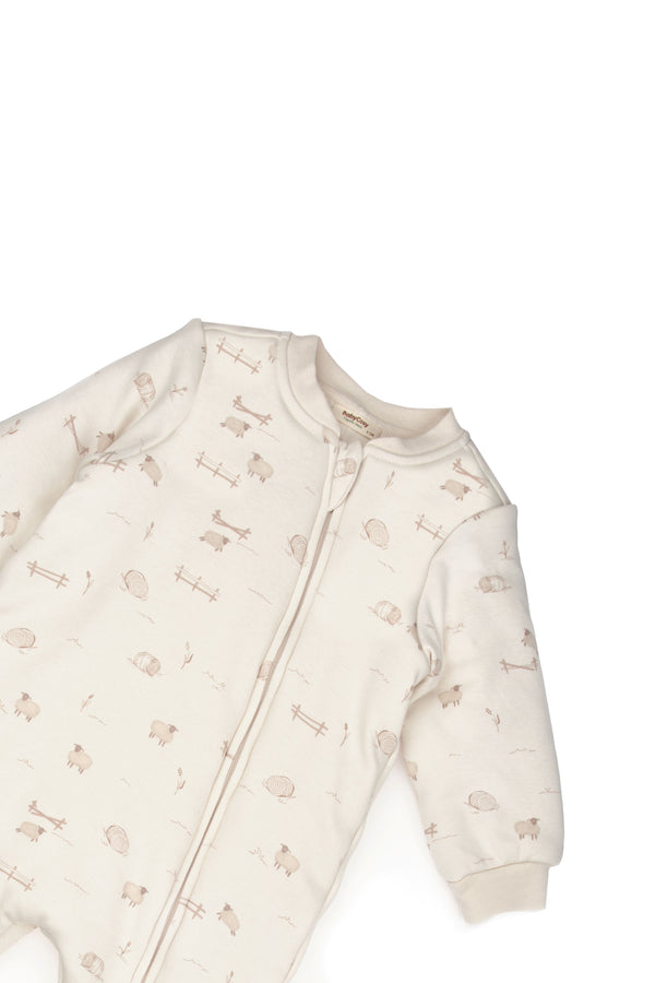 Little Lamb Zip-Up Organic Romper