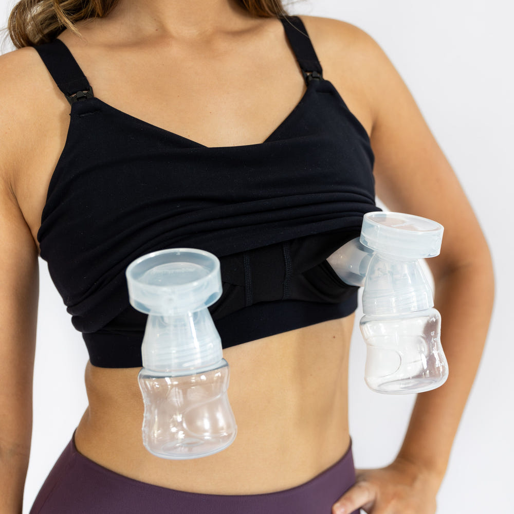 Cadence Nursing & Pumping Bra - Comfortable nursing sports bra for active moms, featuring easy access for breastfeeding.