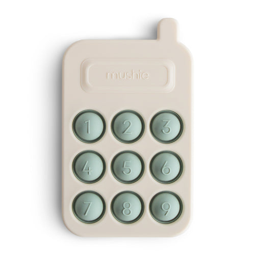 Colorful phone press toy for babies, promoting sensory play and fine motor skills development.