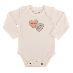 long sleeve graphic bodysuit | candy hearts