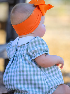 Fall Halloween & Thanksgiving Applique Plaid Girls Bloomers Romper Set