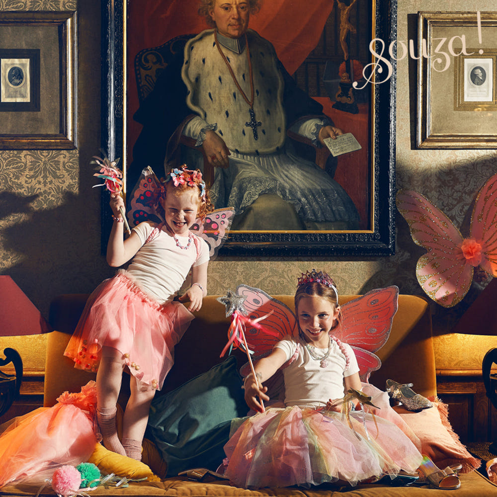 Multicolor Carlina Fairy Costume Skirt and Wings Set for girls aged 3-5, perfect for role-play and dress-up fun.
