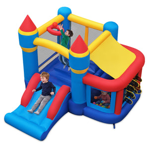 Inflatable Bounce House with Slide Ball Pit & Pitching Game for Birthday Party Carnival