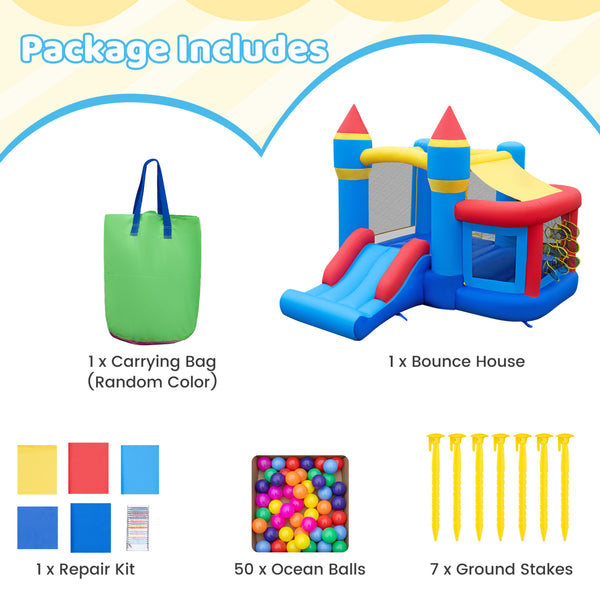 Inflatable Bounce House with Slide Ball Pit & Pitching Game for Birthday Party Carnival