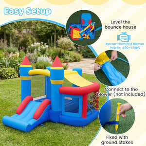 Inflatable Bounce House with Slide Ball Pit & Pitching Game for Birthday Party Carnival