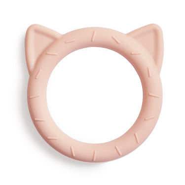 Soft cat teether for babies, perfect for soothing gums and promoting sensory play.
