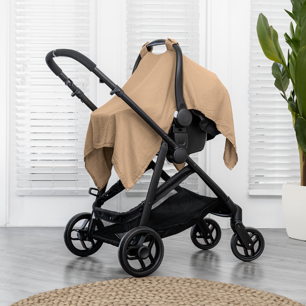 Baby car seat cover in cedar color, designed for comfort and style, perfect for protecting your little one’s car seat.