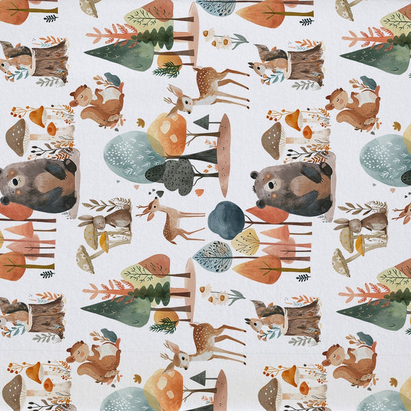 Changing Pad Cover in Enchanted Forest design, showcasing vibrant colors and patterns for a stylish nursery.