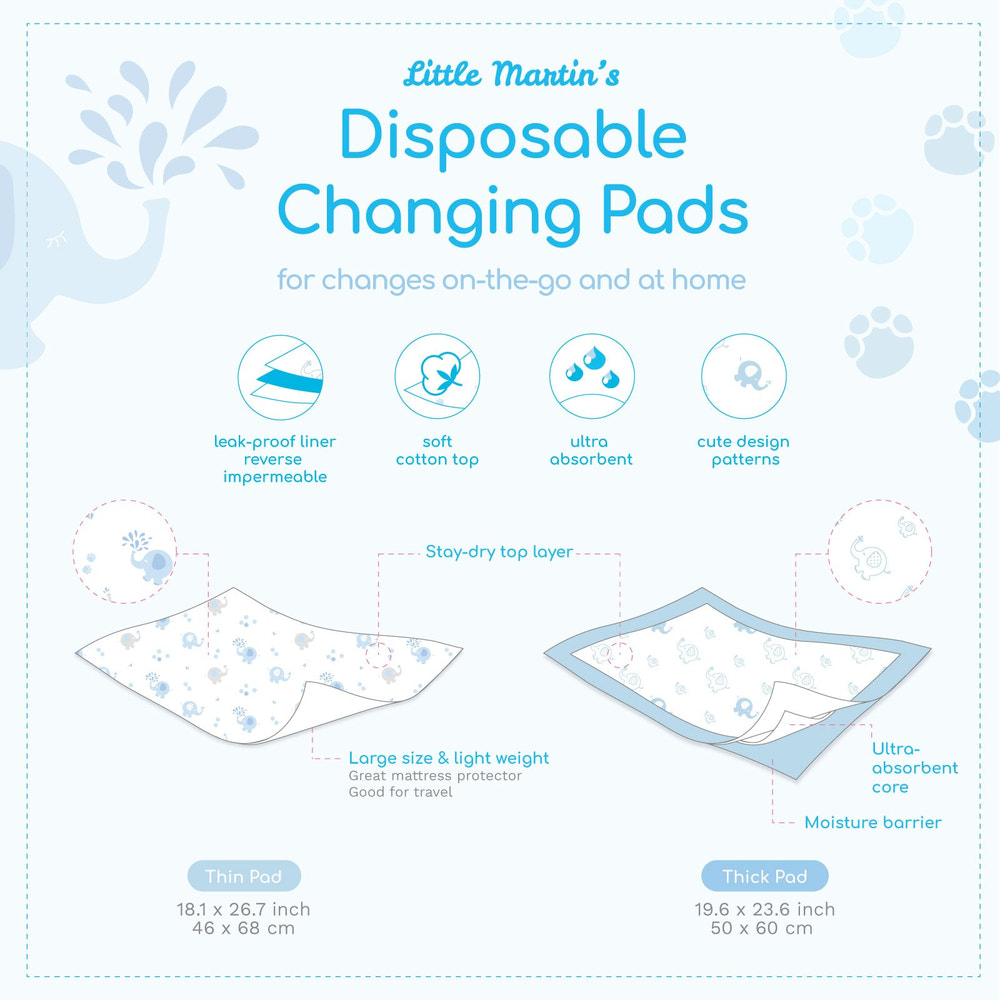 Little Martin's Disposable Changing Pads - 30 Counts - MOOGCO Baby