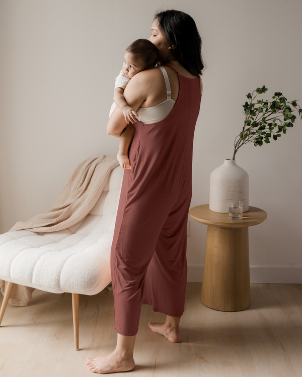 Charlie Maternity & Nursing Romper | Redwood