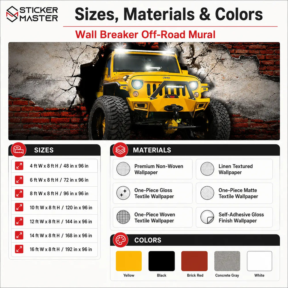 Wall Breaker Off-Road Garage Wallpaper Mural by Sticker Master