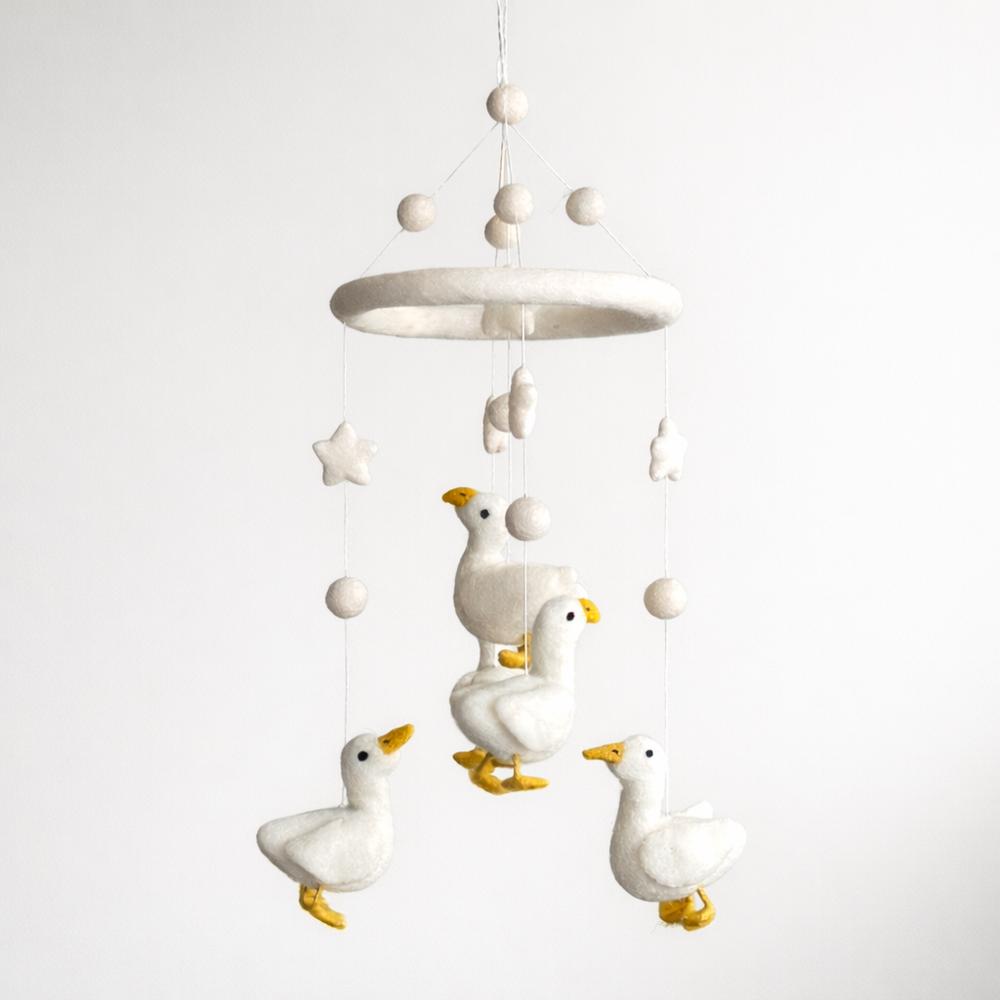 Felt Baby Mobile - White Duck