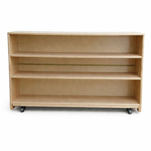 Montessori Classroom Shelf - 5' x 32" - Closed Back, angled view showcasing functional and stylish baby furniture.
