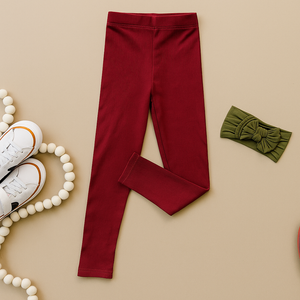 Ribbed bamboo leggings for kids in various colors, displayed at angle 13. Perfect for comfort and style.