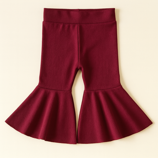 Burgundy baby bell bottoms for stylish and comfortable wear, perfect for little ones.