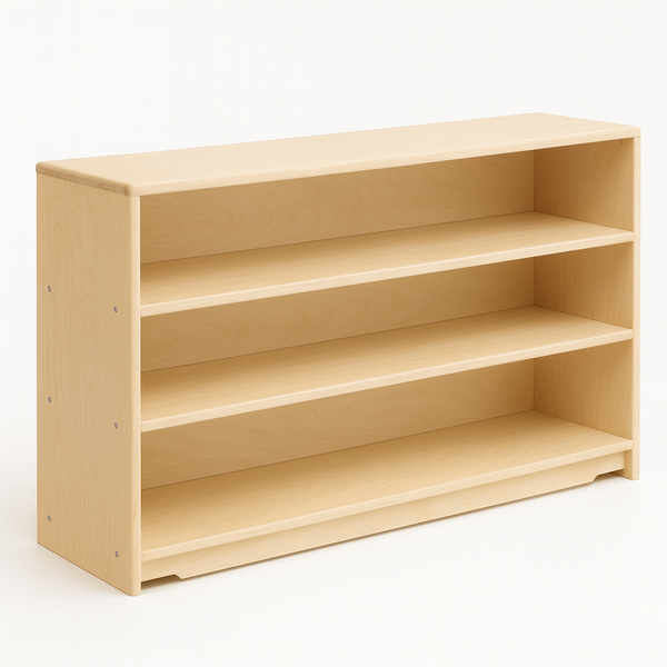 Montessori Classroom Shelf - 5' x 32" - Closed Back, angled view showcasing modern design for educational spaces.