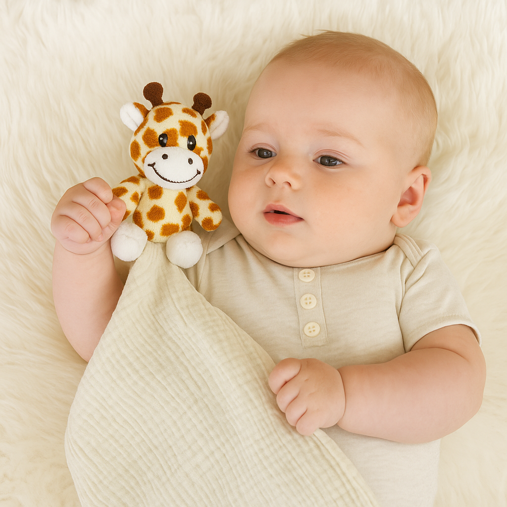 Me Lovey™ Giraffe Lovey Security Blanket for babies, soft and cuddly comfort for soothing and playtime.