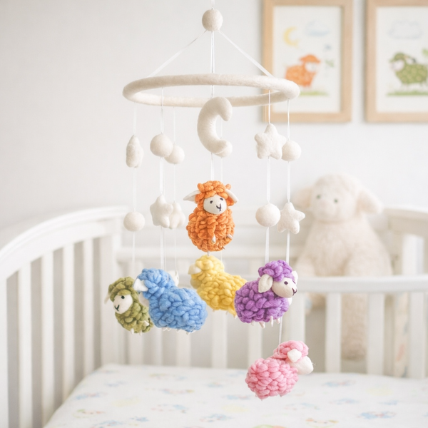 Pastel Sheep Baby Mobile