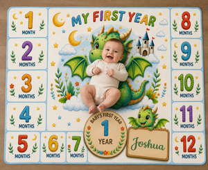 Personalized Baby Milestone Blanket – Dragon First Year
