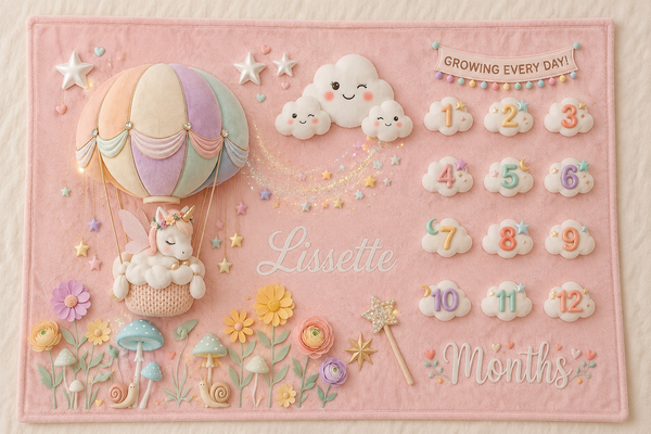 Personalized Baby Milestone Unicorn Blanket | Monthly Photo Keepsake