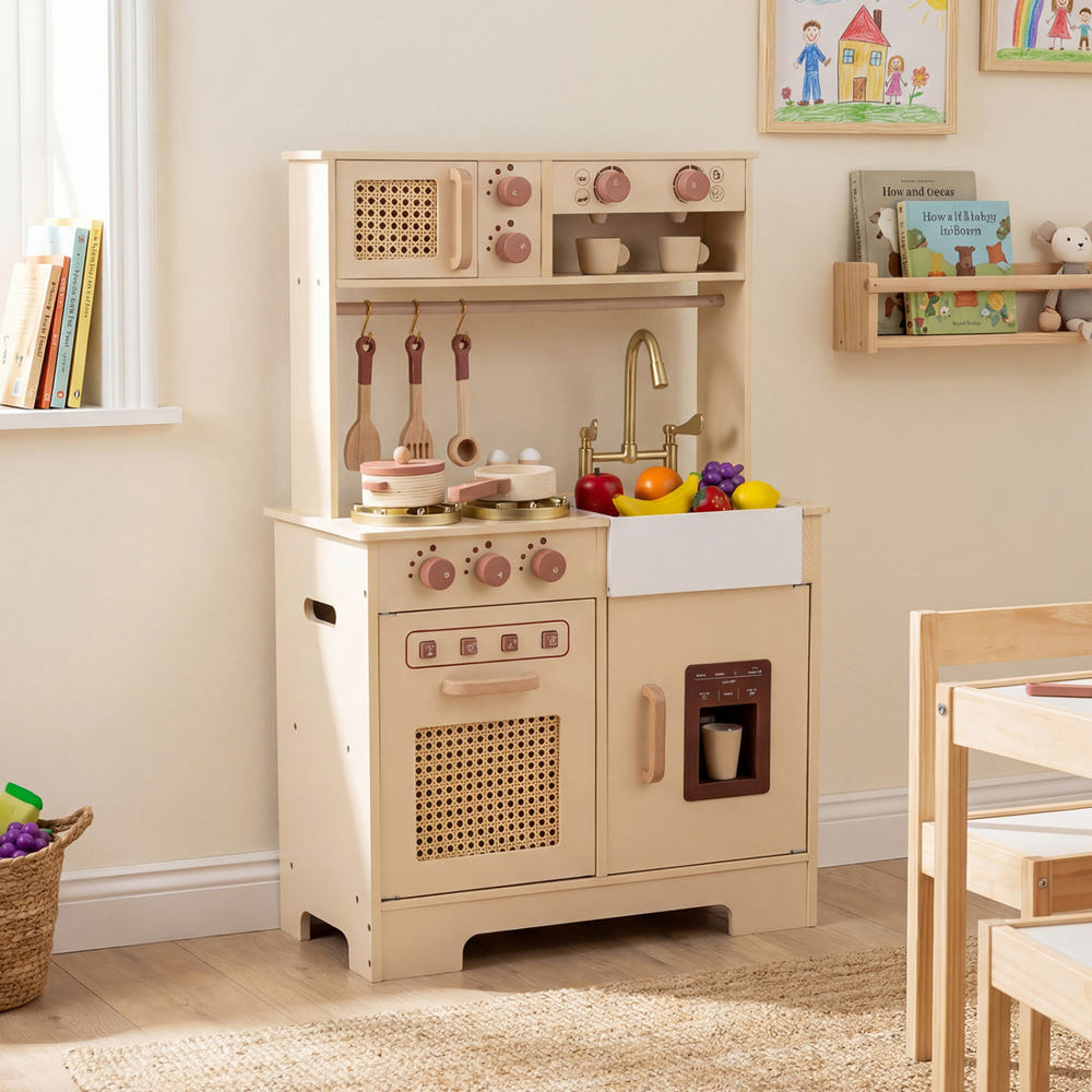 Chef Pretend Play Kitchen for Kids with Realistic Lights and Sounds-Yellow