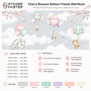 Cherry Blossom Balloon Friends Wall Mural for Kids & Nursery