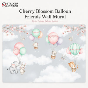 Cherry Blossom Balloon Friends Wall Mural for Kids & Nursery