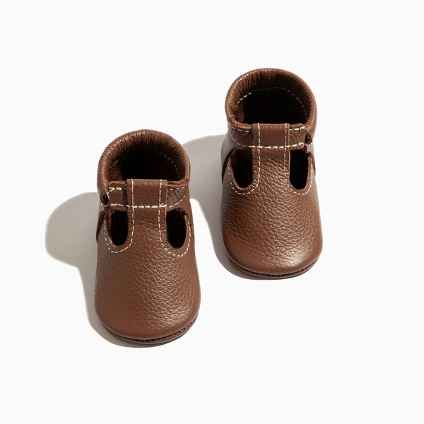 Chestnut T-Bar Baby Shoe - stylish and comfortable footwear for infants, perfect for any occasion.