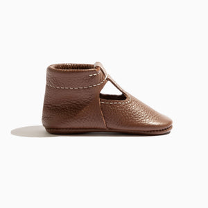 Chestnut T-Bar baby shoe in angle 3, featuring a stylish design for infants. Perfect for comfort and support.