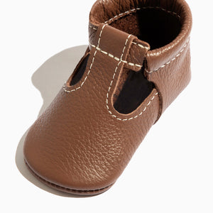 Chestnut T-Bar Baby Shoe from angle 2, featuring a stylish design for infants and toddlers.