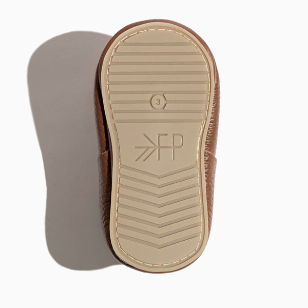 Chestnut T-Bar Baby Shoe in angle 5, featuring soft leather and a classic design for stylish little feet.