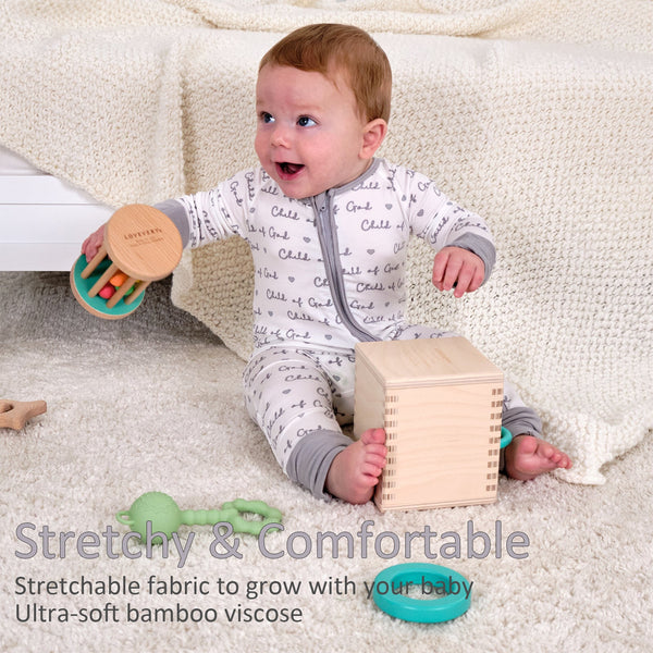 Child Of God Baby Bamboo Pajamas, 2-Way Zipper Baby Romper