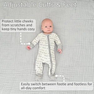 Child Of God Baby Bamboo Pajamas, 2-Way Zipper Baby Romper