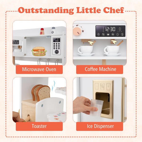 Children Pretend Toy Kitchen Playset with Light and Sound