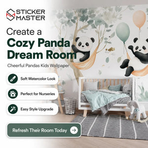 Cheerful Pandas Kids Wallpaper by Sticker Master