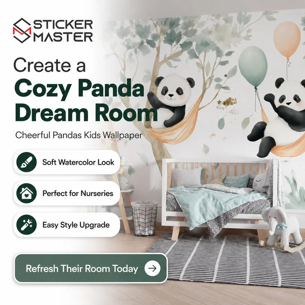 Cheerful Pandas Kids Wallpaper by Sticker Master
