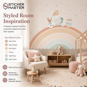 Baby Beige Rainbow Wainscot Nursery Wall Mural by Sticker Master
