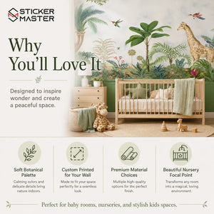 Green Safari Wainscot Kids Room Wallpaper by Sticker Master