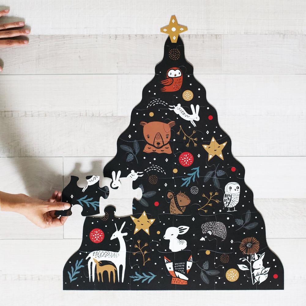 Colorful Christmas Tree Floor Puzzle for toddlers, perfect for festive fun and learning during the holiday season.
