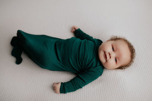 Forest Green Knotted Newborn Baby Gown