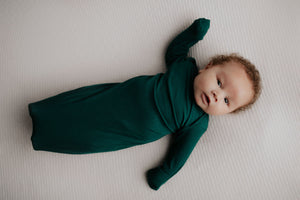 Forest Green Knotted Newborn Baby Gown