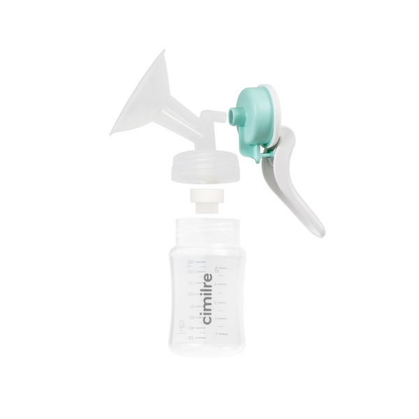 M1 Manual Breast Pump Kit for easy and comfortable breastfeeding, shown from angle 3.