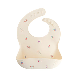 Mushie Silicone Baby Bib Adjustable Neck Strap Deep Pocket